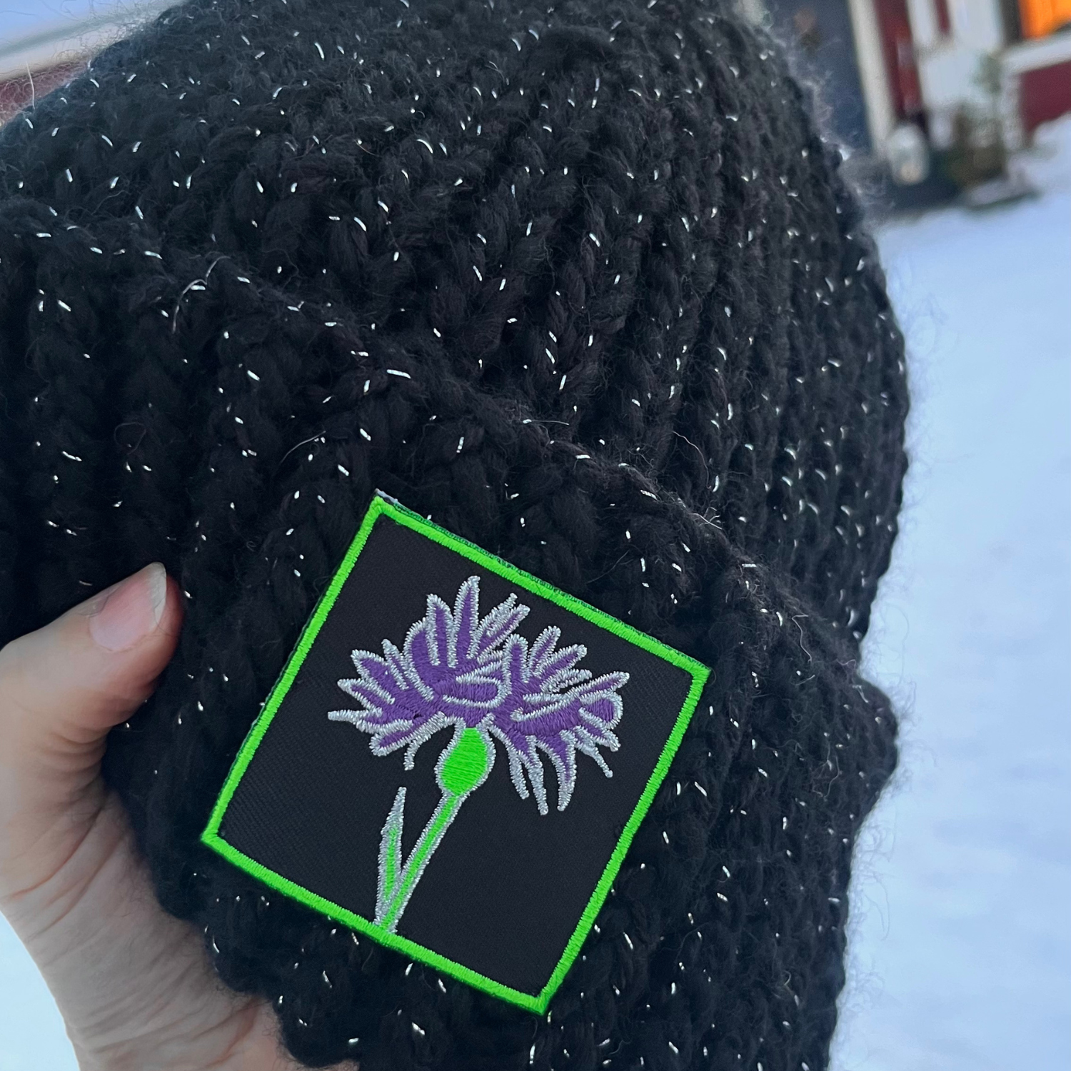 No Flowers sparkle beanie