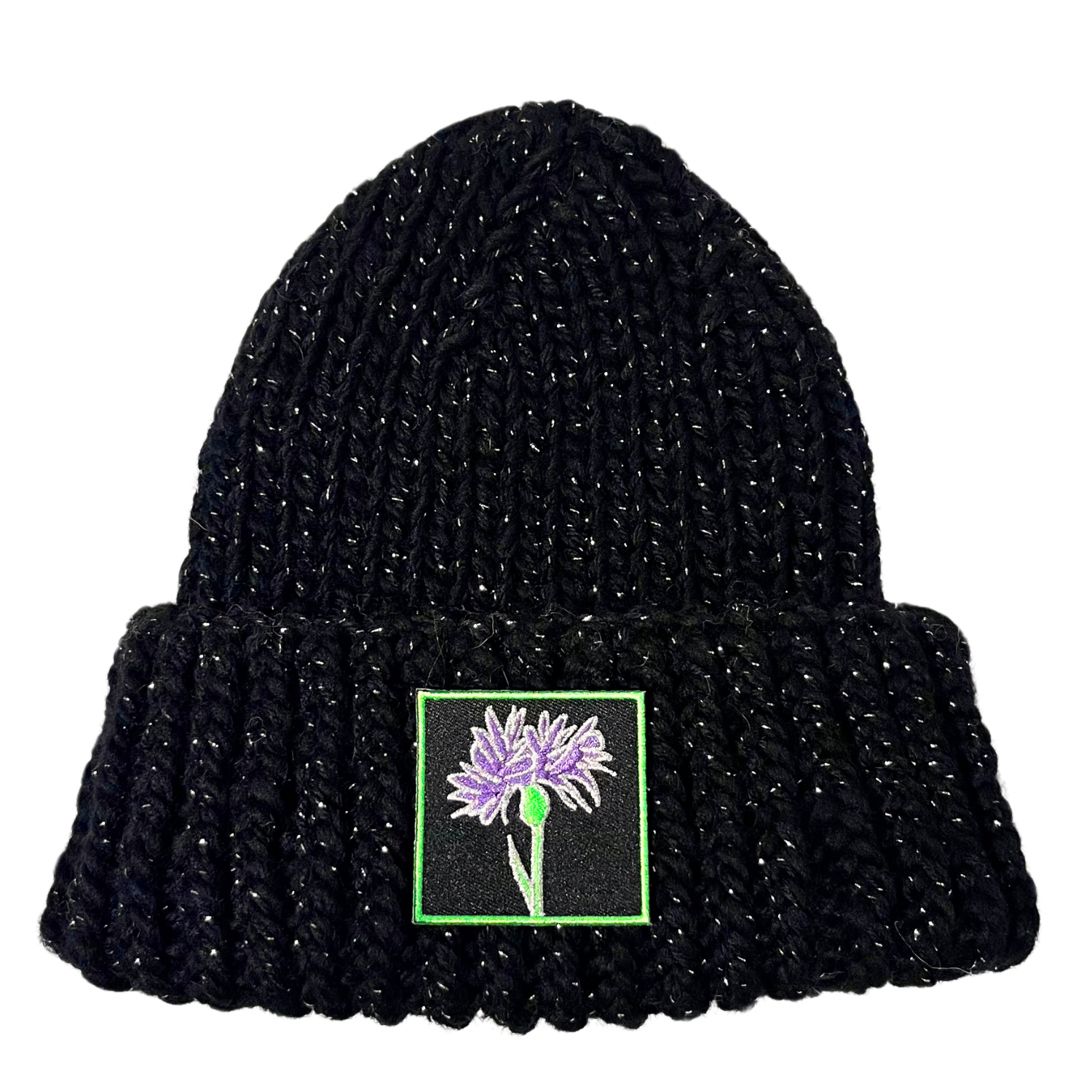 No Flowers sparkle beanie